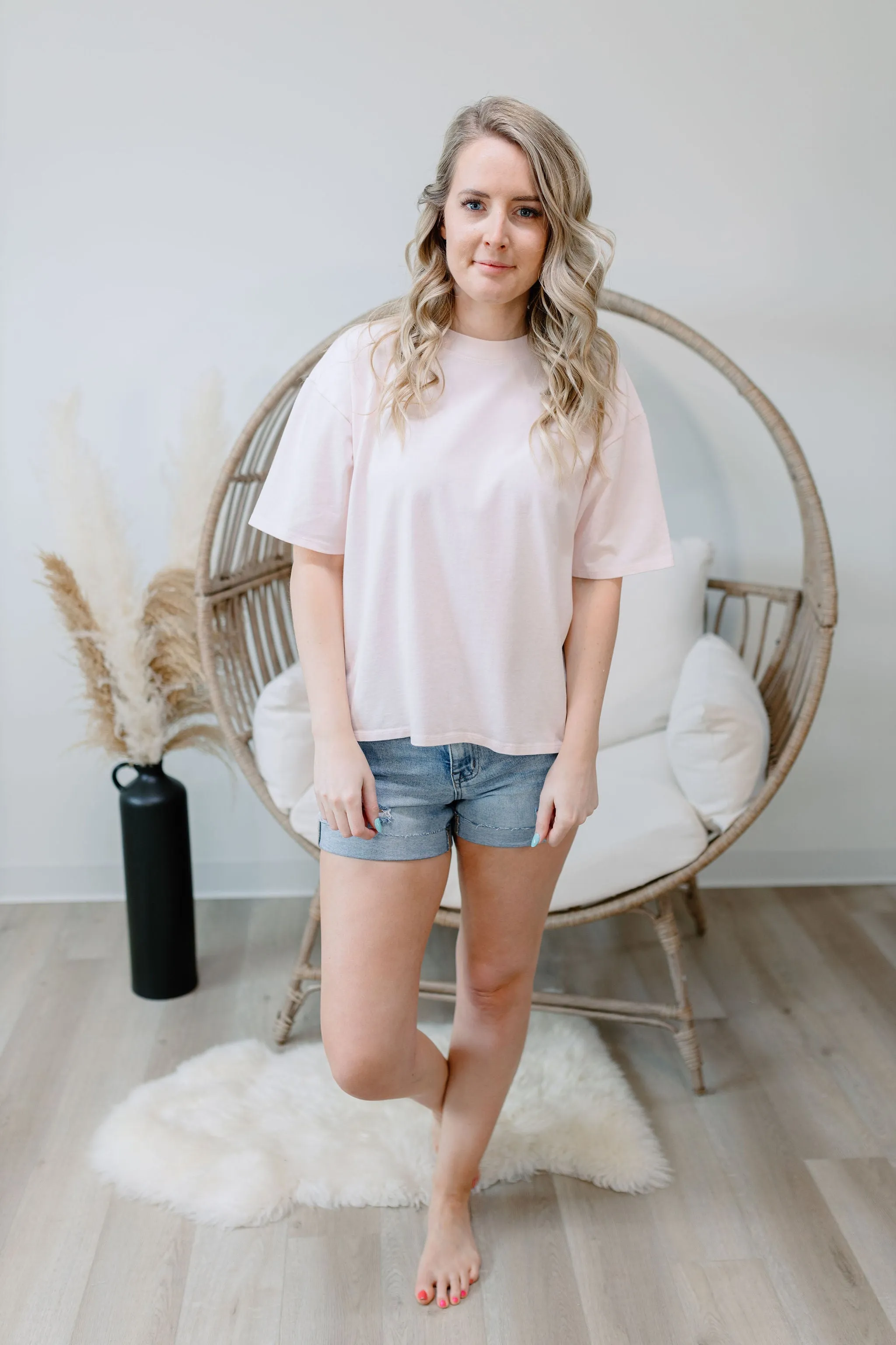 ~ Brunette ~ Boxy Crew Neck Tee - Pink