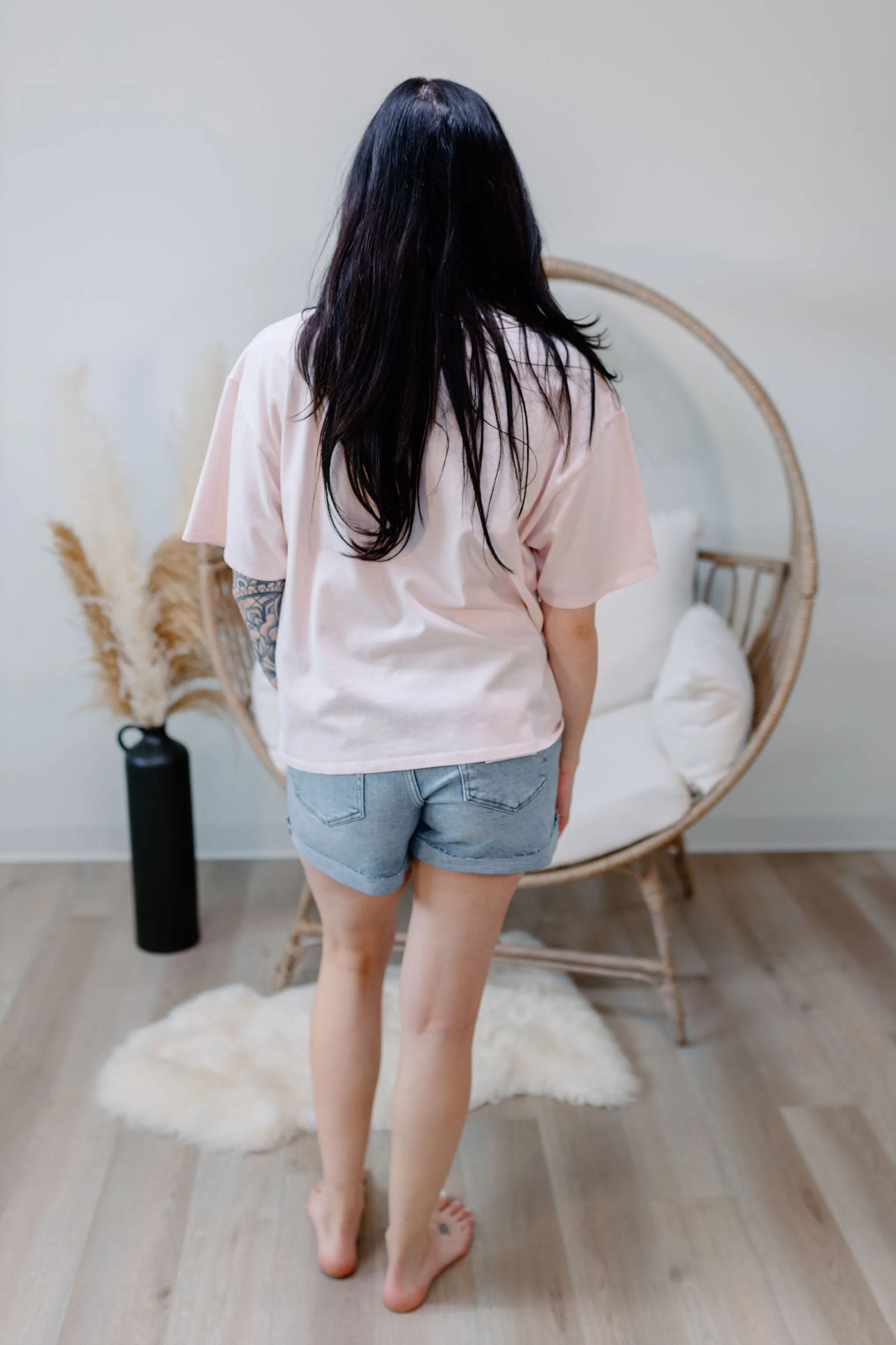 ~ Brunette ~ Boxy Crew Neck Tee - Pink