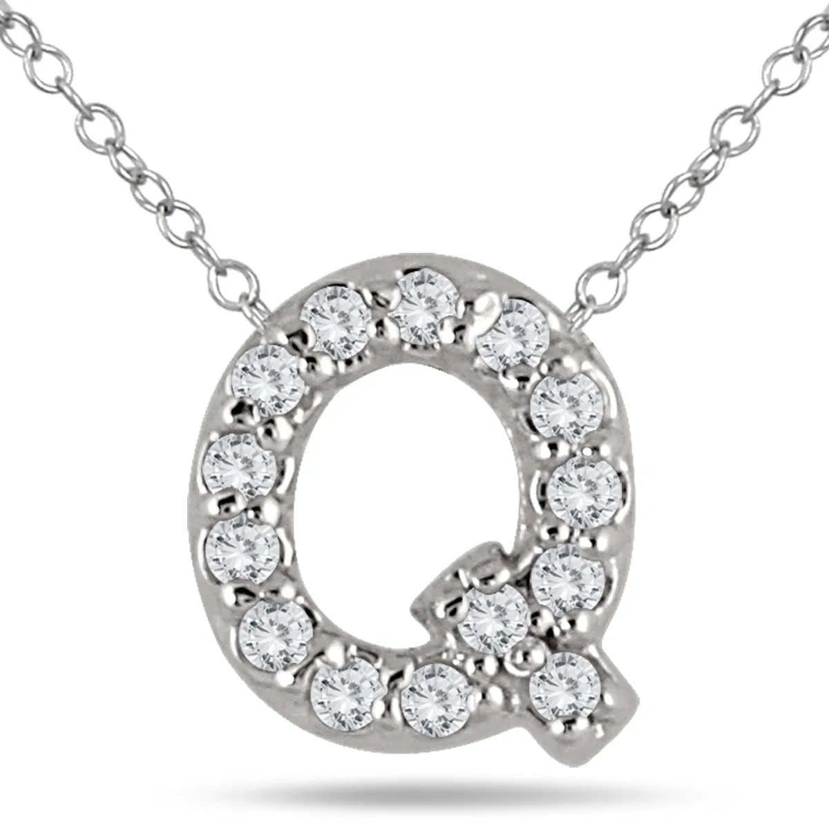 1/10 Carat Tw Q Initial Diamond Pendant In 10K White Gold