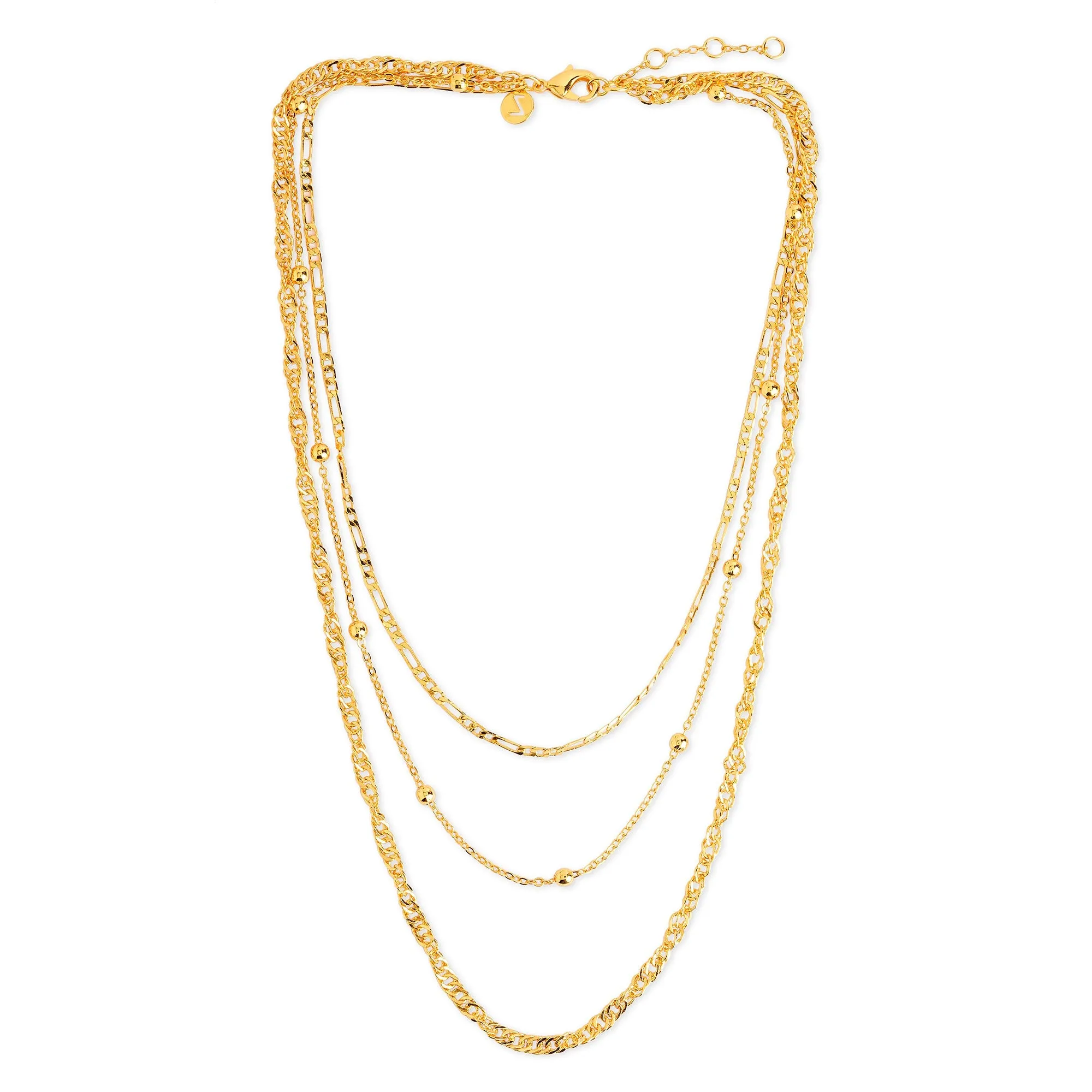 14Ct Gold-Plated Twisted Curb Chain Layered Necklace