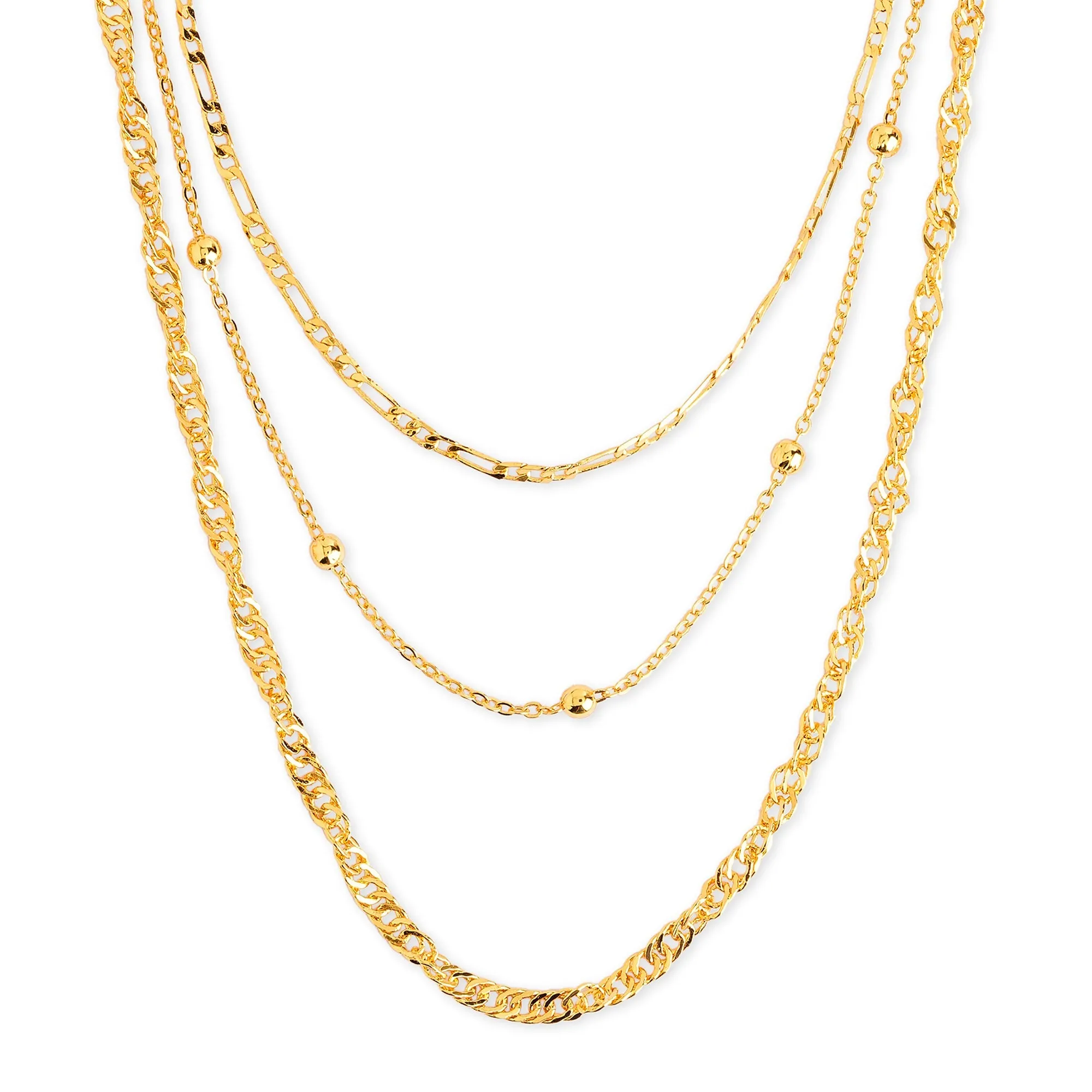 14Ct Gold-Plated Twisted Curb Chain Layered Necklace