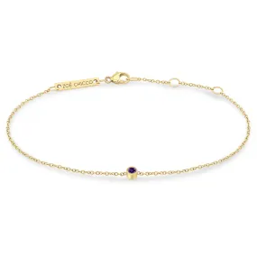 14k Single Amethyst Bezel Bracelet | February Birthstone