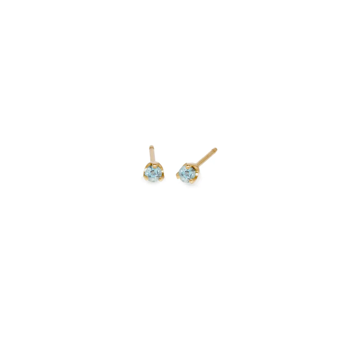 14k Small Aquamarine Prong Studs | March Birthstone