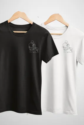 2 Custom Line Art Printed Couple Oversized T-shirts