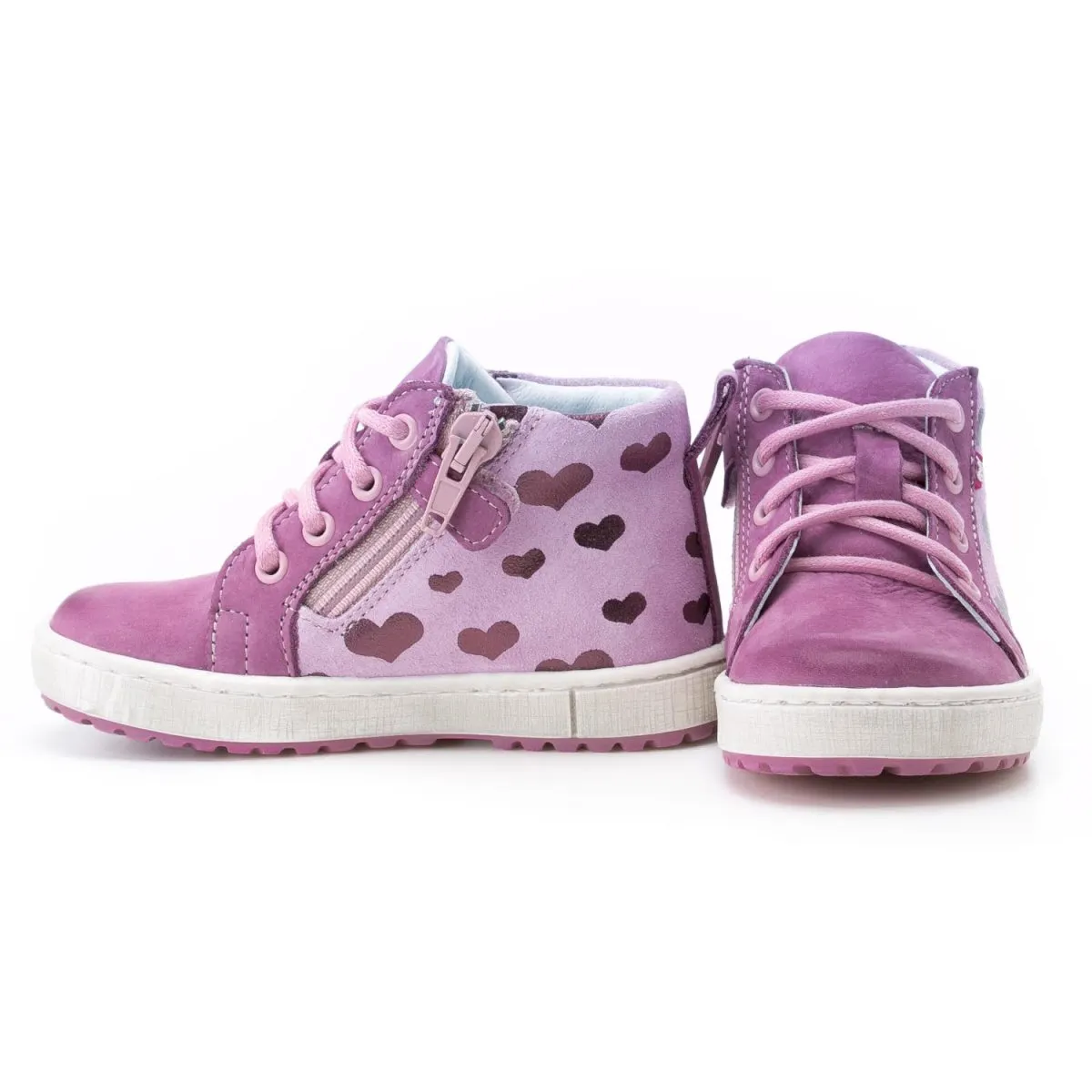 (2624) Purple Hearts Lace Up Sneakers