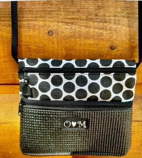 3 Zip Bag Black- Dot Print Fabric