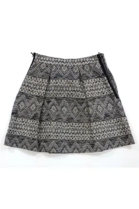 3.1 Phillip Lim - Black & Cream Tribal Print Pleated Skirt Sz 6