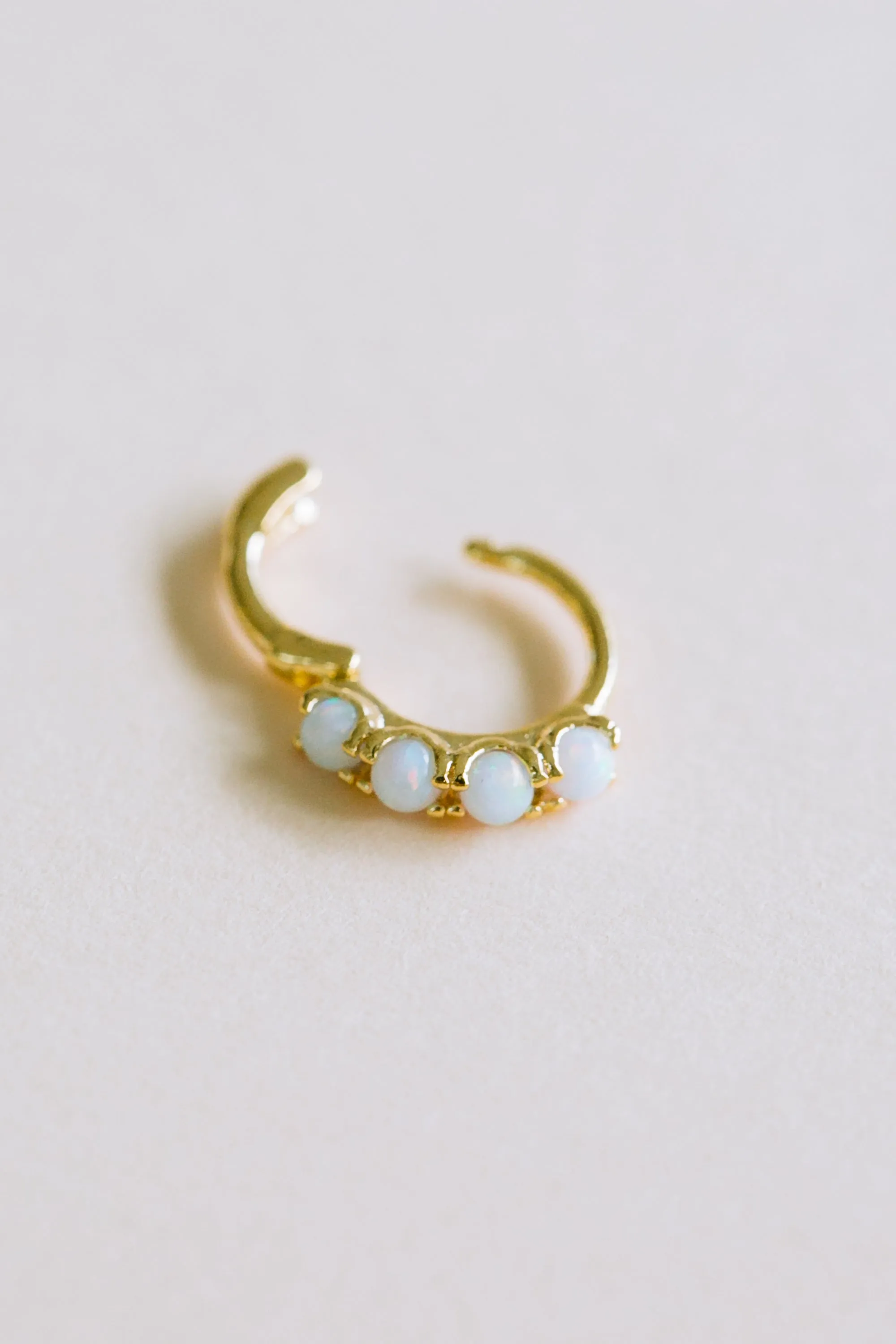 925 Sterling Silver Opal Hoop Ring Piercing Earring