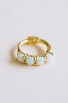 925 Sterling Silver Opal Hoop Ring Piercing Earring