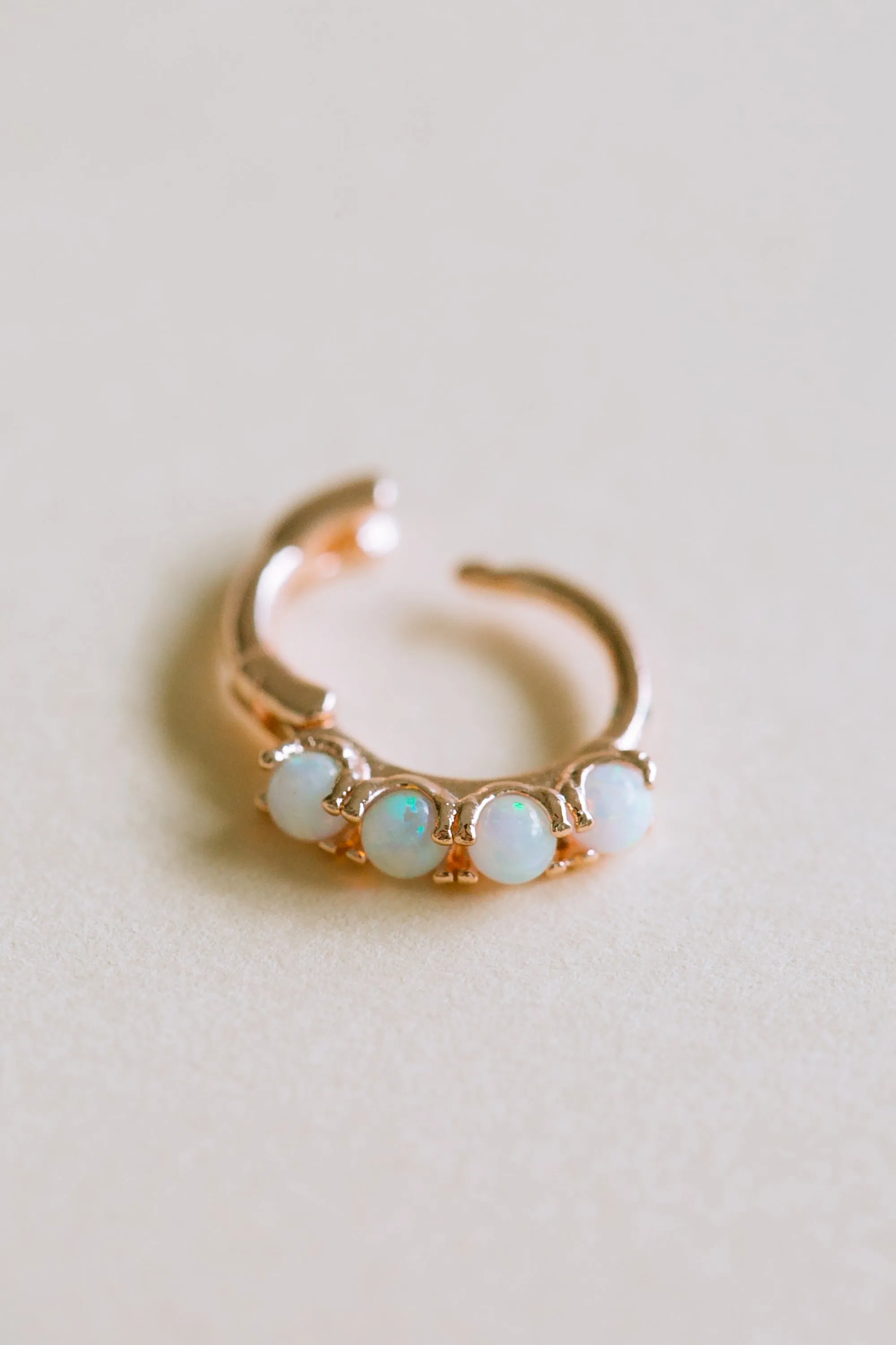 925 Sterling Silver Opal Hoop Ring Piercing Earring