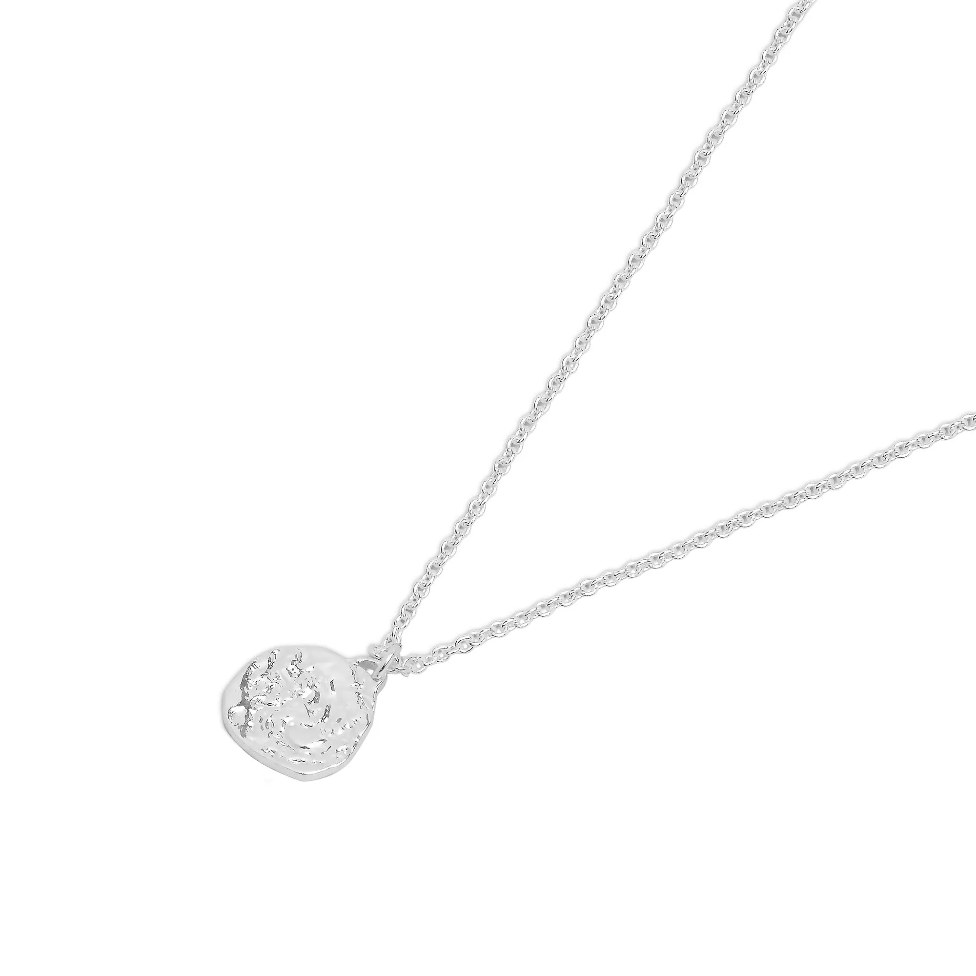 925 Sterling Silver-Plated Textured Pendant Necklace