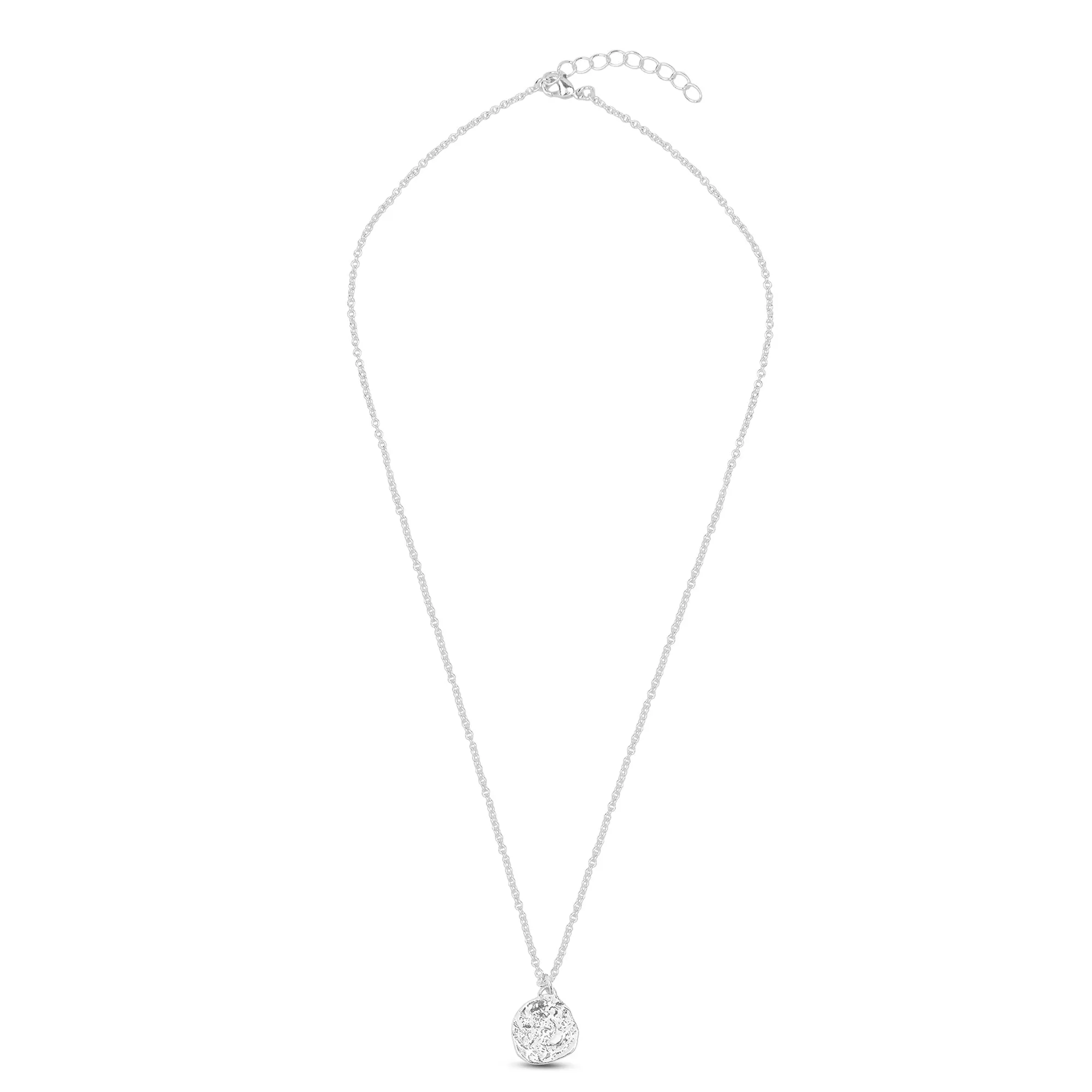 925 Sterling Silver-Plated Textured Pendant Necklace