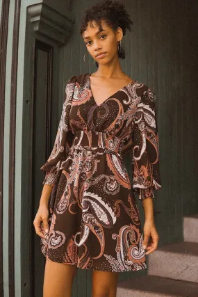 A Woven Mini Dress In Vintage Paisley Print