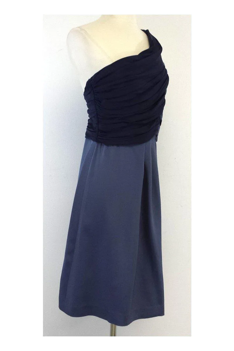 Abaete - Periwinkle & Navy Silk One Shoulder Dress Sz 6