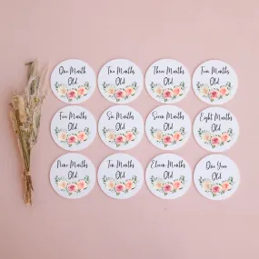 Acrylic Monthly Milestone Disc Set - Floral