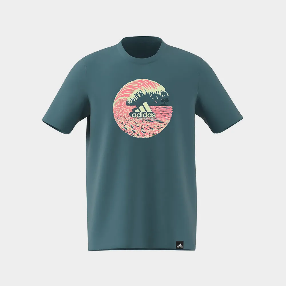 Adidas Mens Beach Tee Green/Multi _ 173628 _ Green