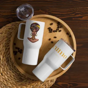 African Headwrap Travel mug with a handle