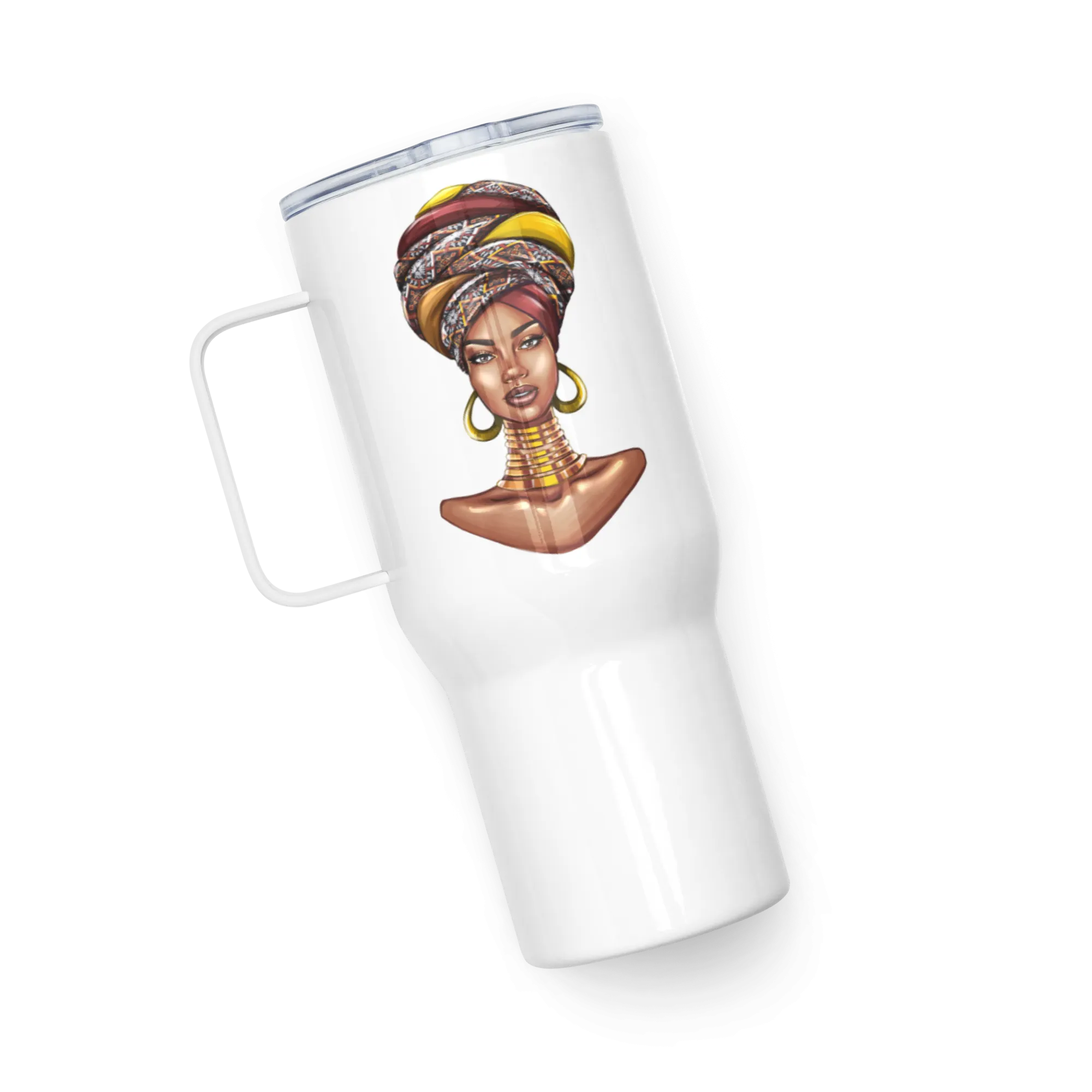 African Headwrap Travel mug with a handle