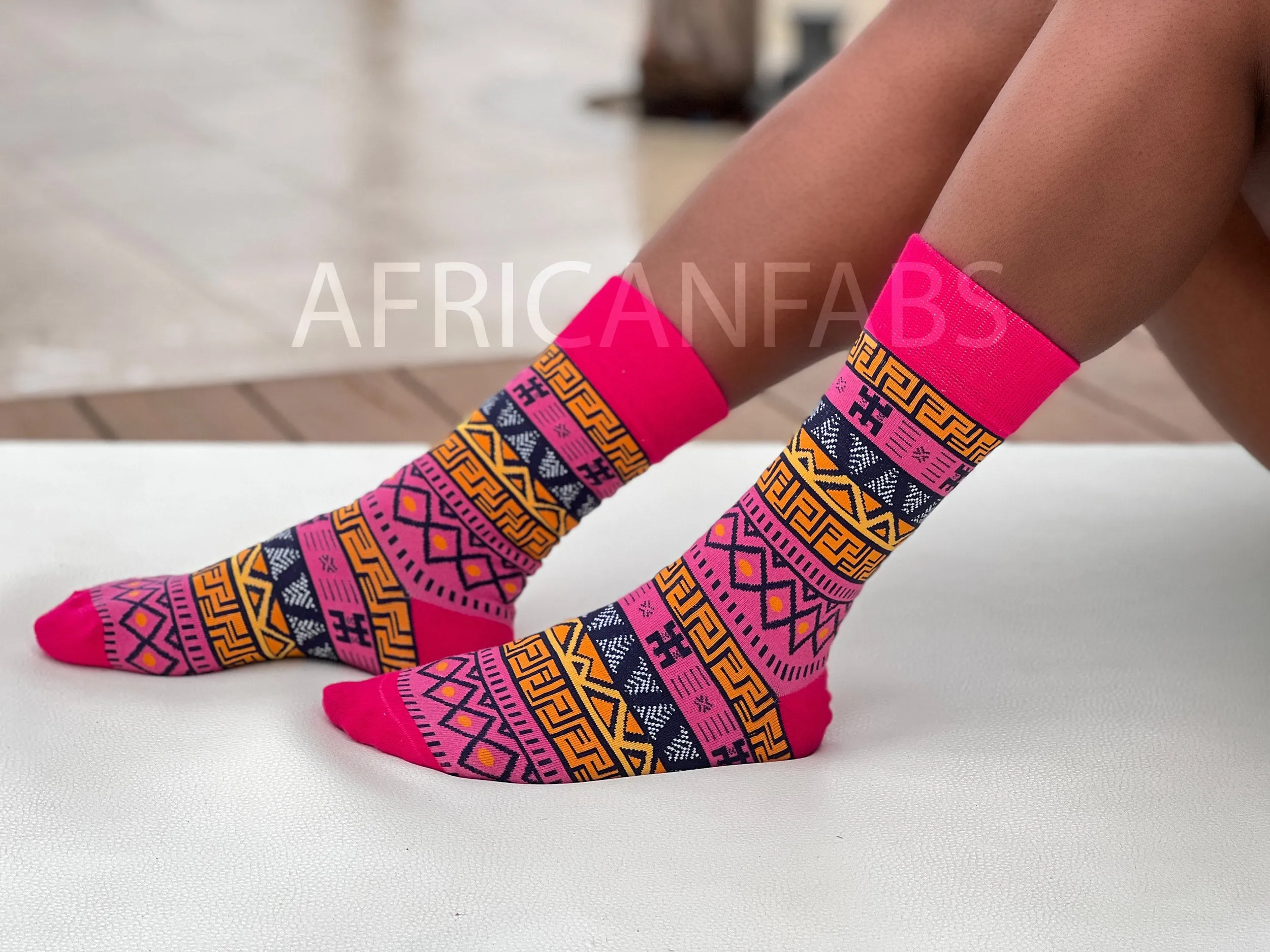 African socks / Afro socks / Mud socks - Pink