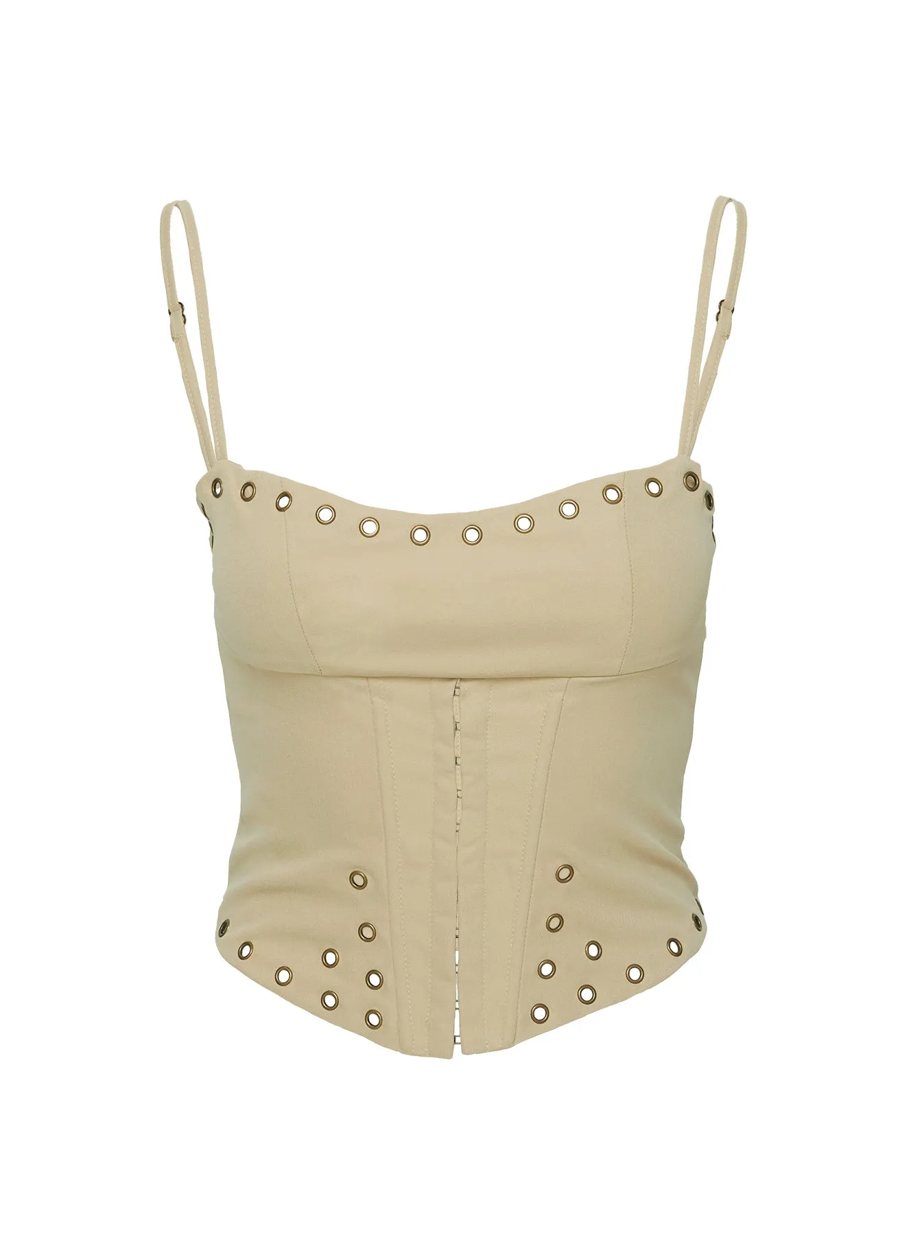 Alinzia Eyelet Corset Top Beige