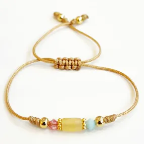 Amber Stone  2 Color Swarovski Thread Bracelet