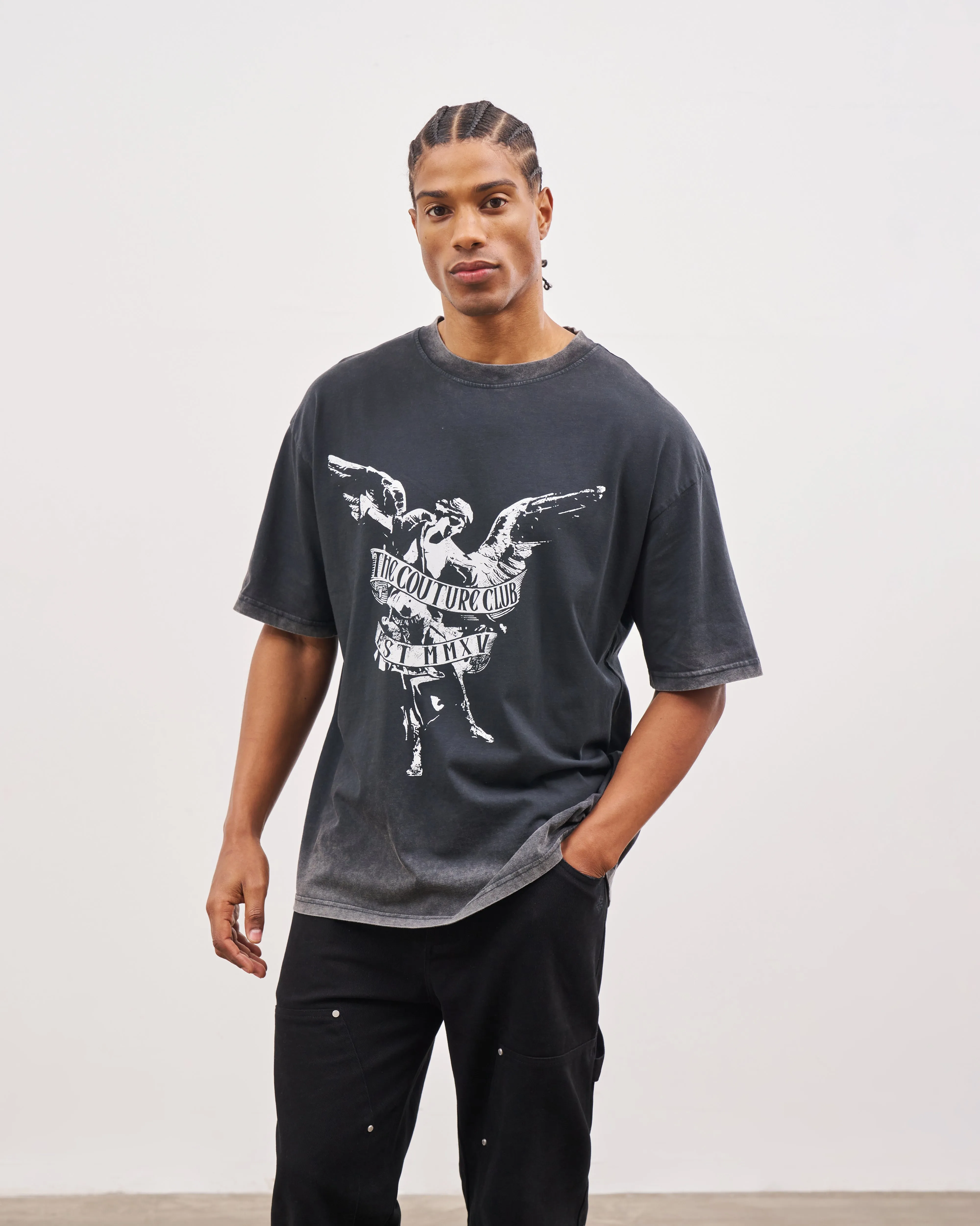 ANGEL SCRIPT RELAXED T-SHIRT - ACID WASH