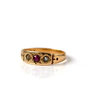 Antique Victorian Star Set Ruby 18ct Gold Ring