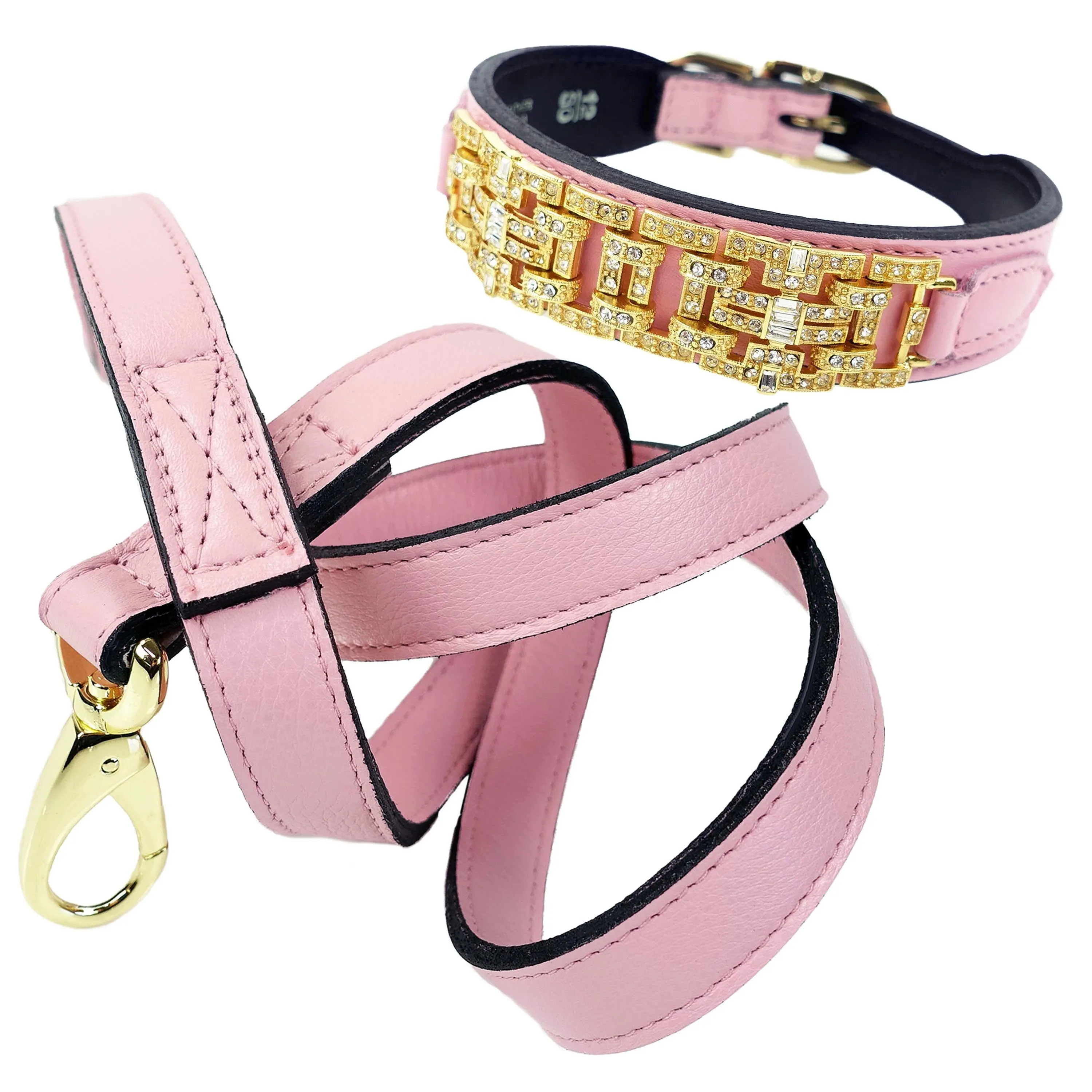 Art Deco Dog Leash in Sweet Pink & Gold