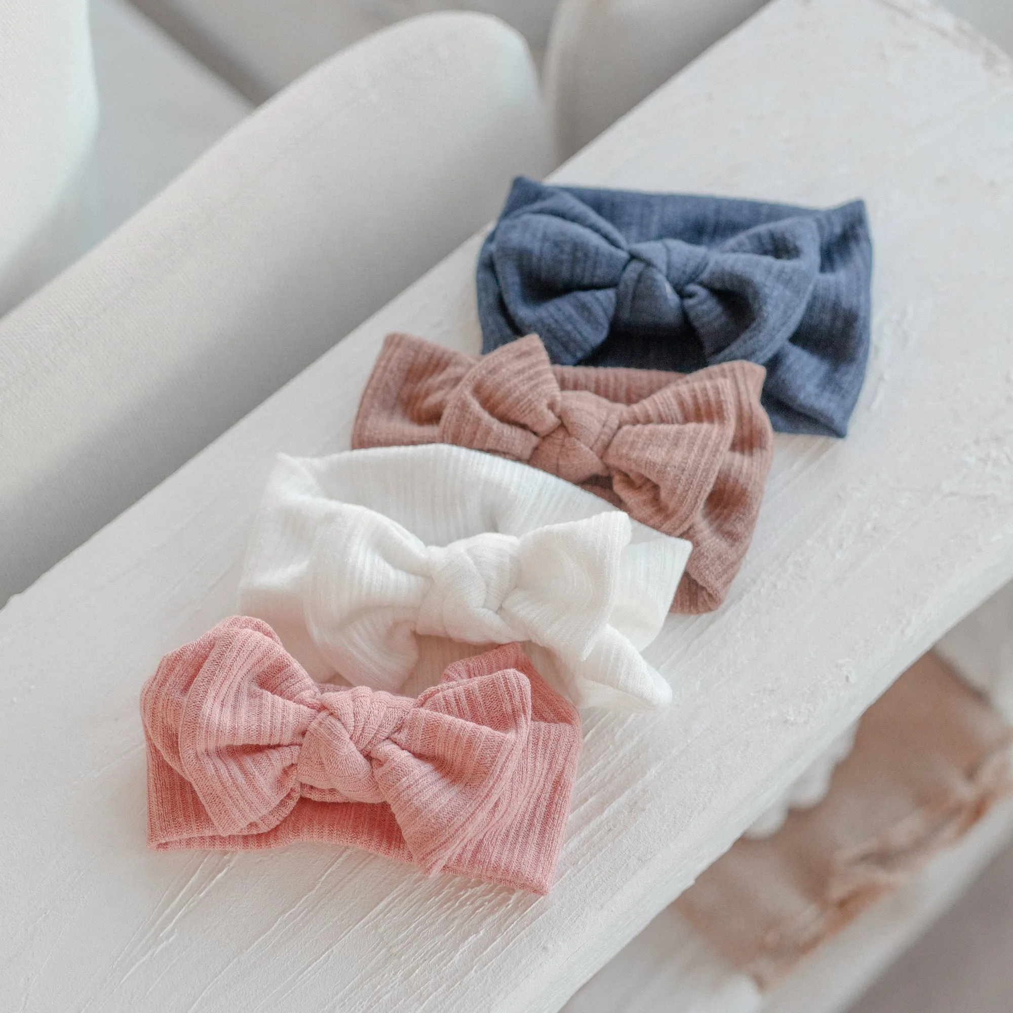 Baby Light Knit Single Soft Bow Knot Headband — Flamingo