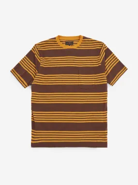 Beams Plus Nep Stripe Pocket T-Shirt - Brown