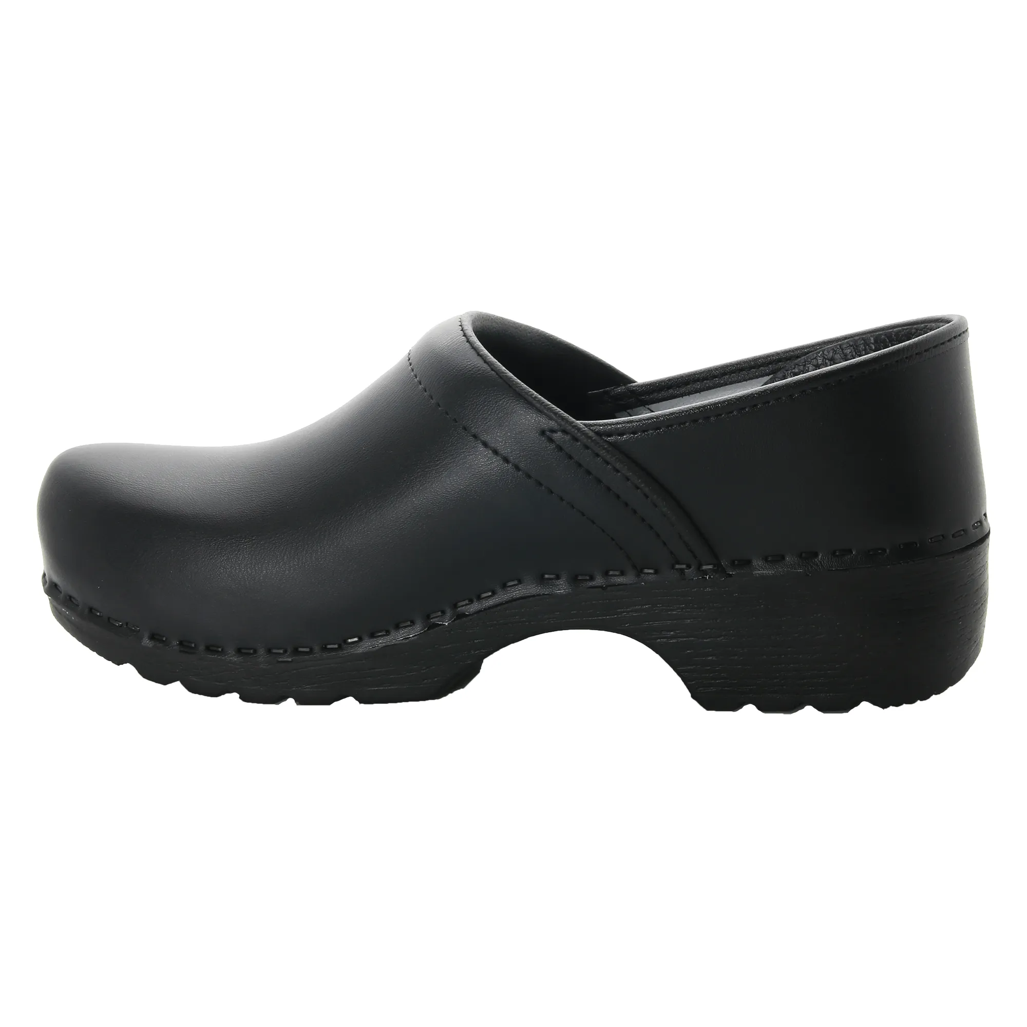 BJORK Men's Swedish Professional Black Leather Clogs