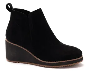 Black Suede Wedge Bootie