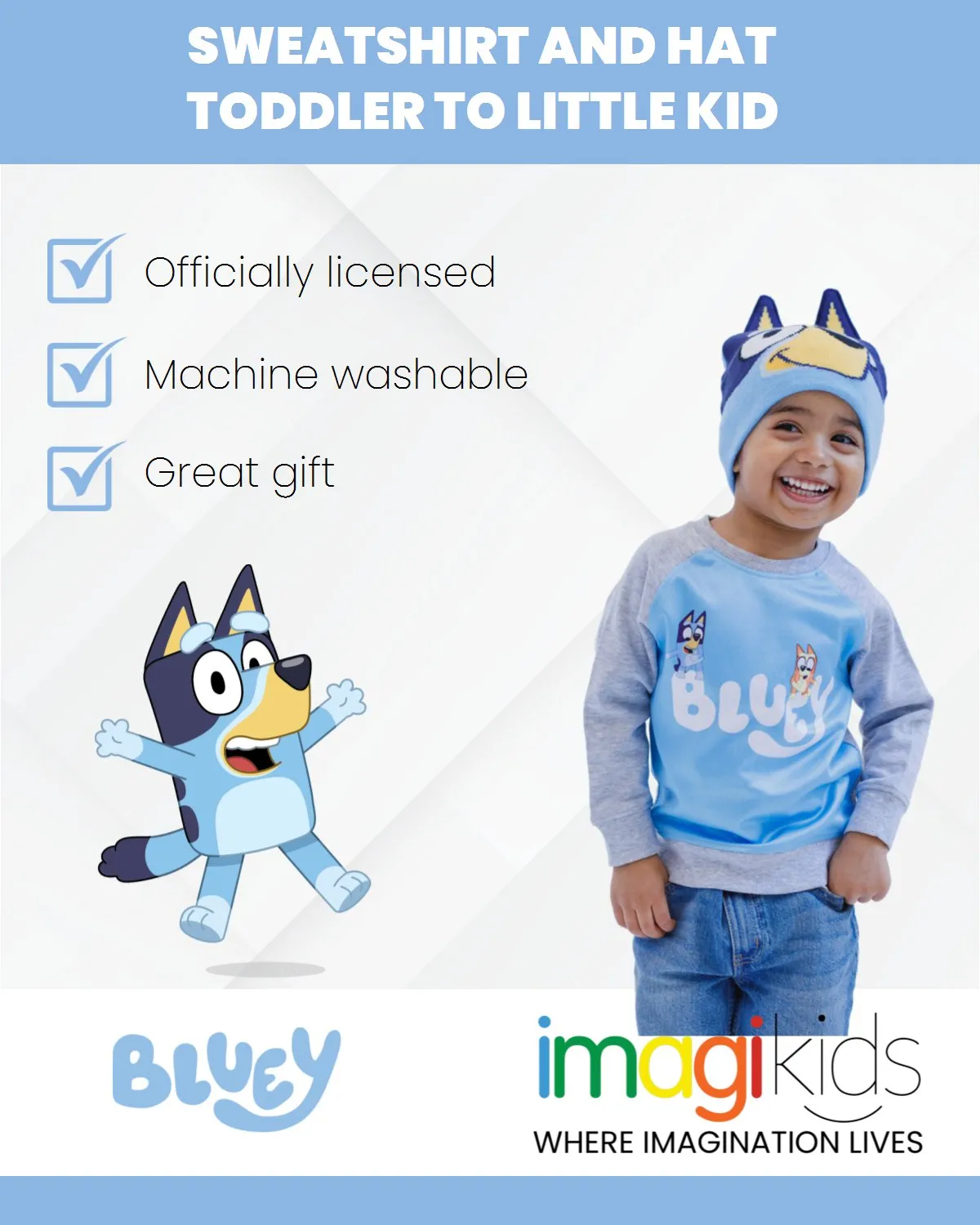 Bluey Fleece Sweatshirt and Cotton Gauze Hat