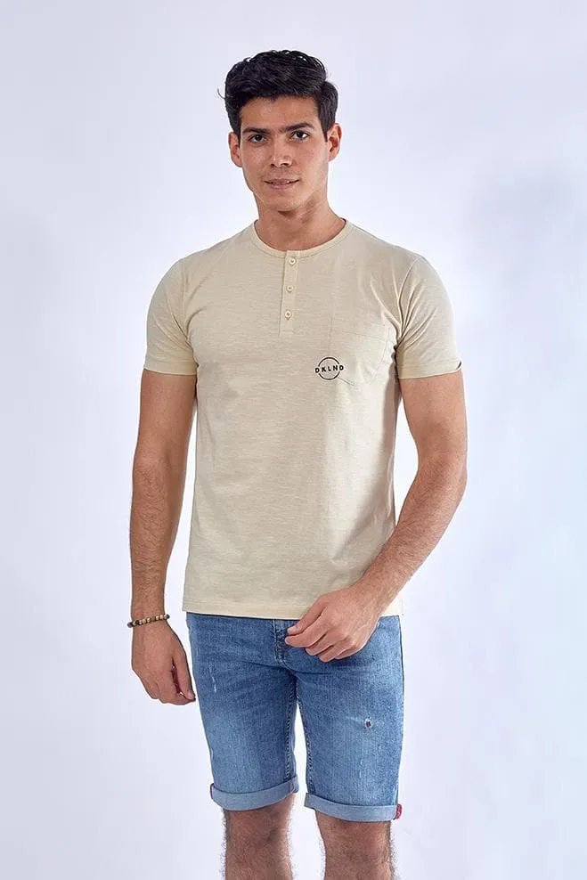 Buttoned neck t-shirt - Light Beige