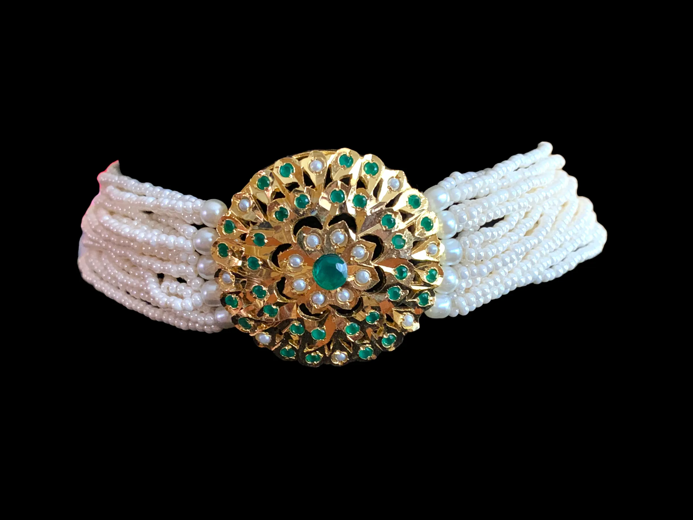 C191  Gold plated choker set in green ( READY TO SHIP)