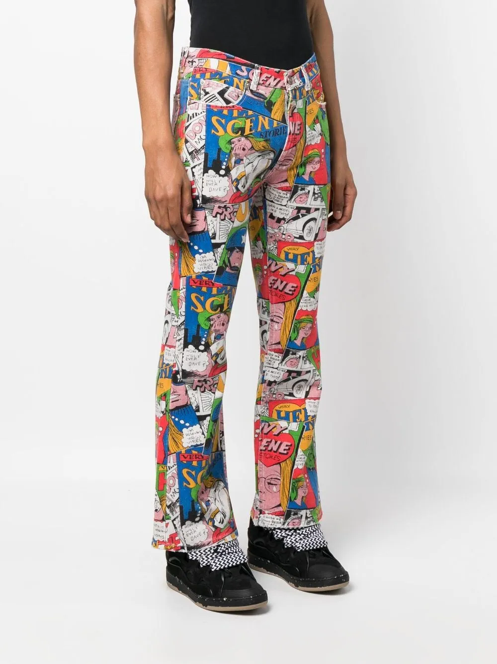 Cartoon-Print Flared Jeans