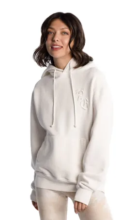 CENTRAL PARK WEST PULLOVER FLEECE HOODIE IN OFF WHITE