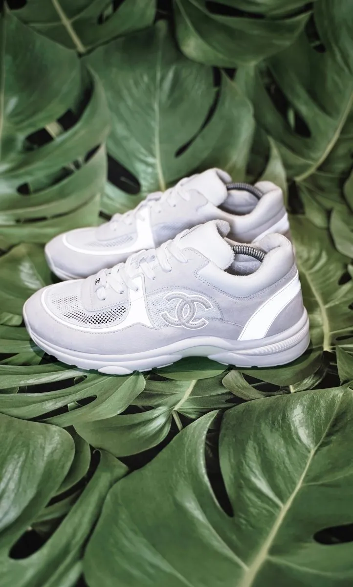 Chanel Logo Low-Top Light Pink Mesh Trainer