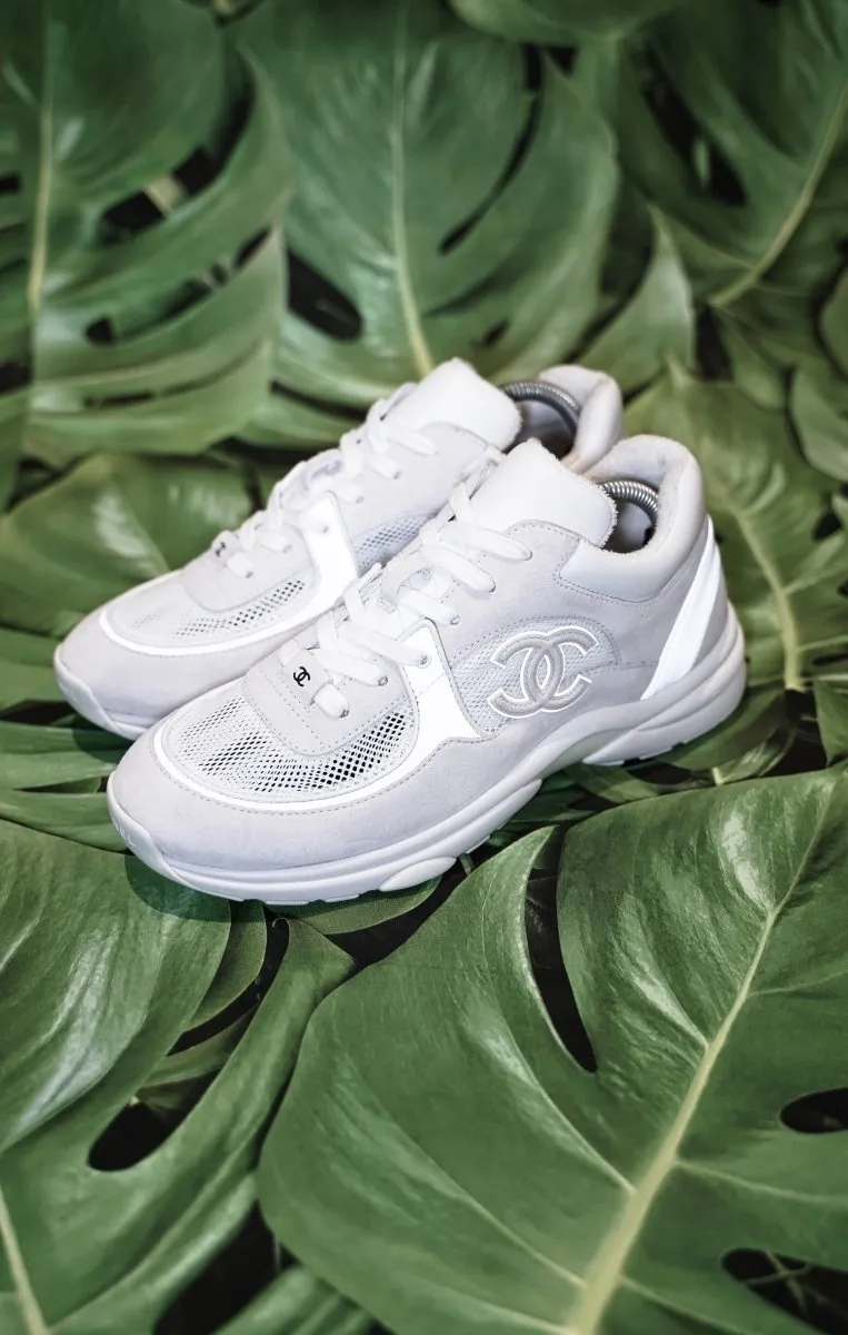 Chanel Logo Low-Top Light Pink Mesh Trainer