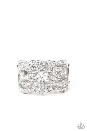 Doting on Dazzle White Rhinestone Ring - Paparazzi Accessories