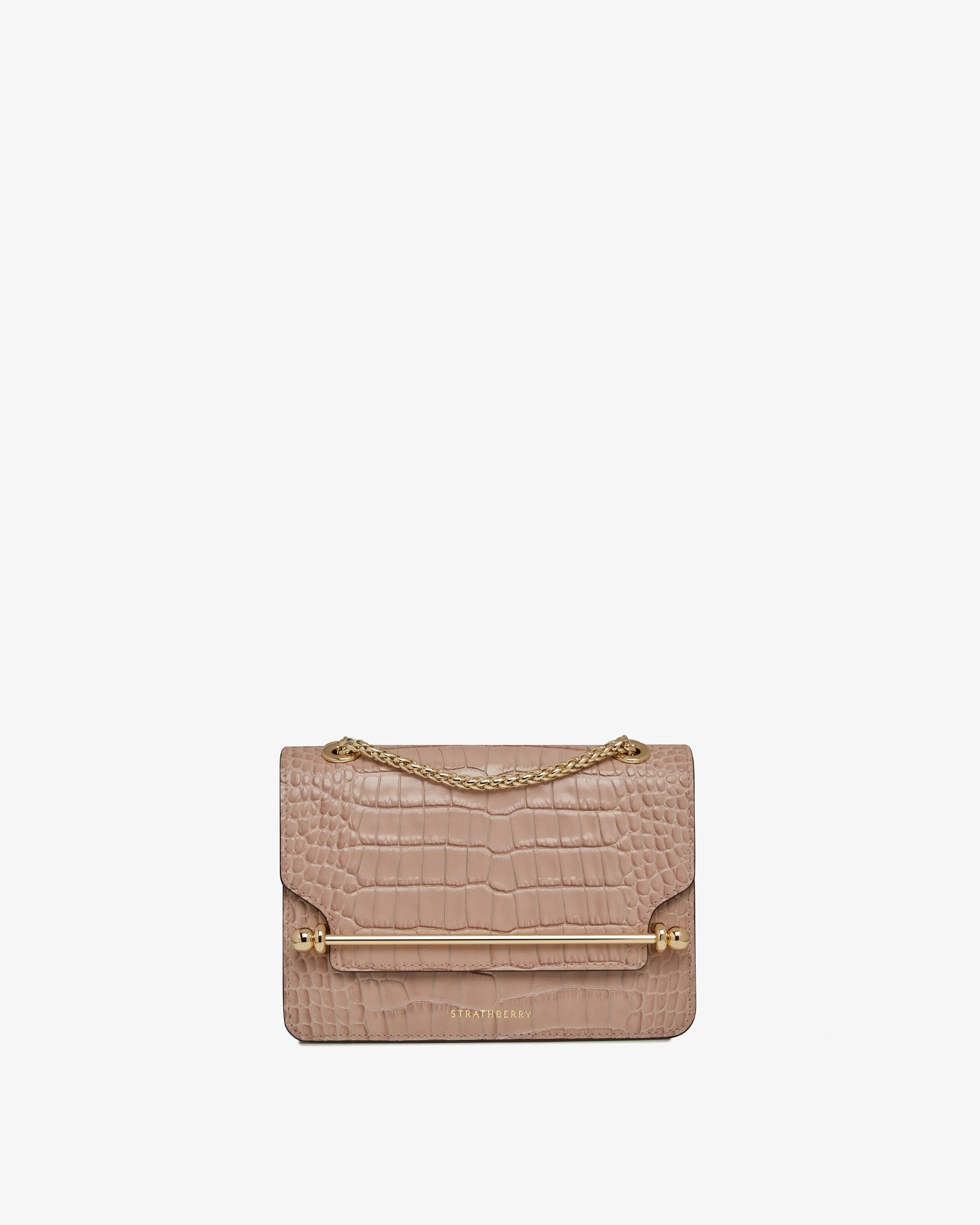 East/West Mini - Croc-Embossed Leather Peony