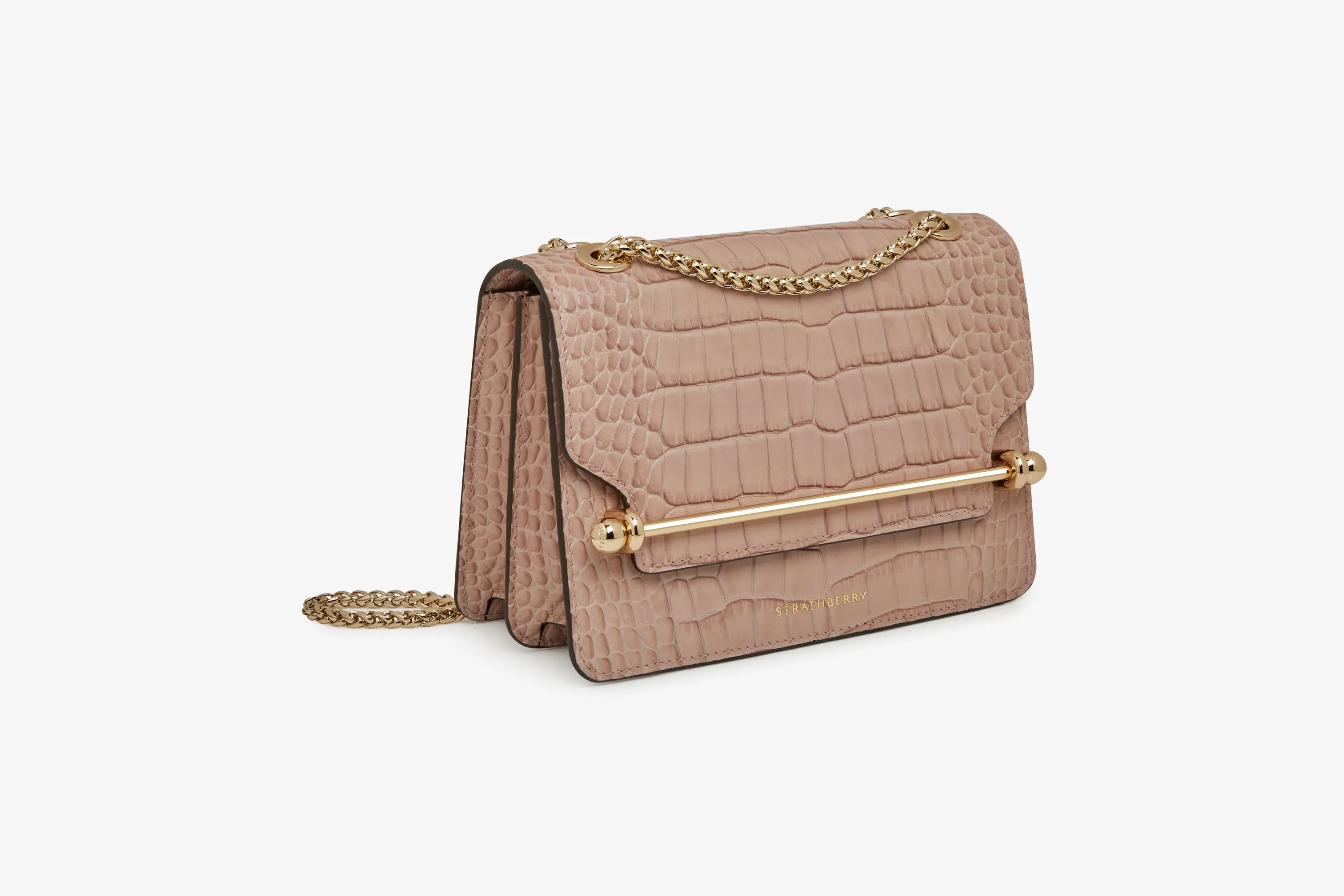 East/West Mini - Croc-Embossed Leather Peony