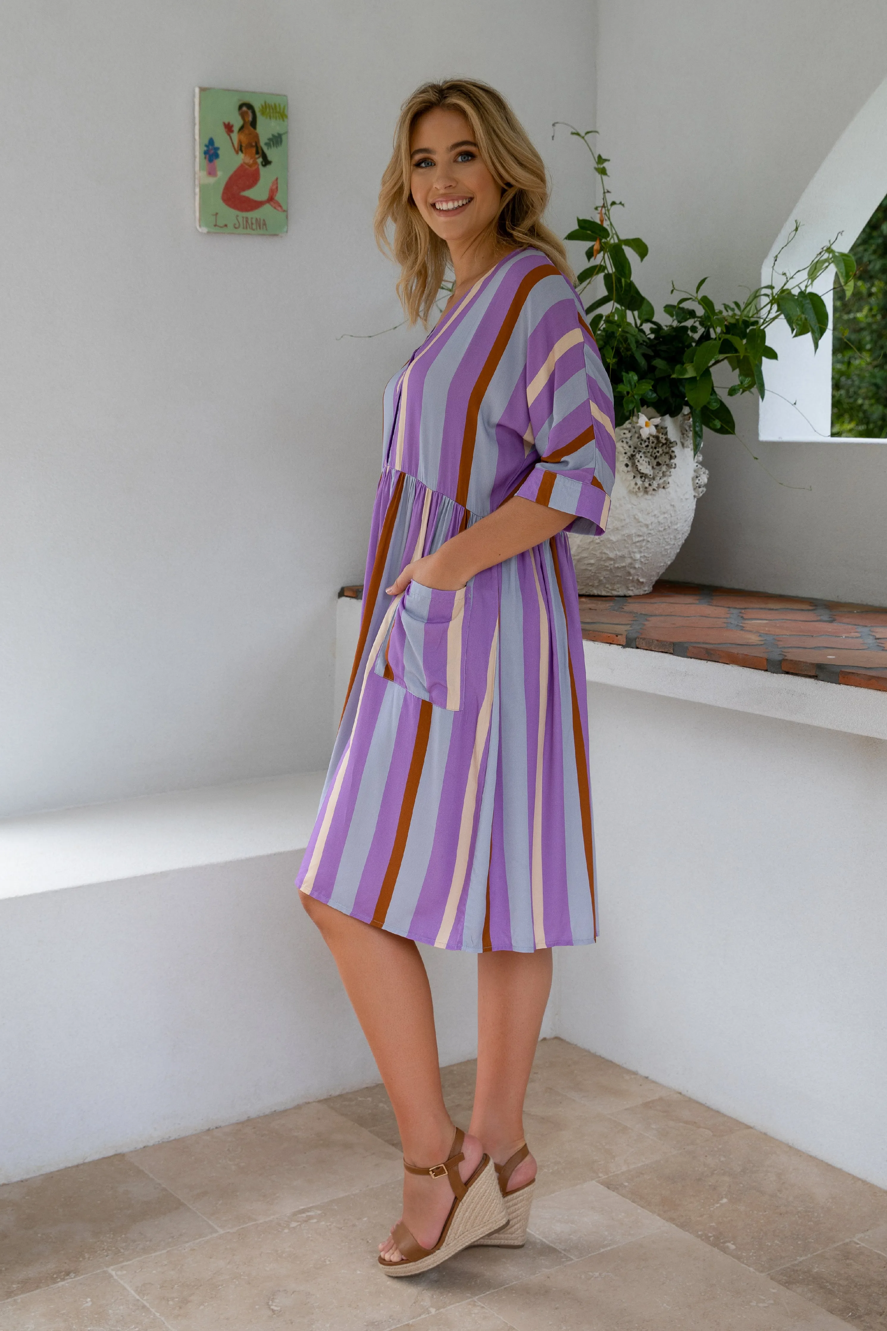 FINAL SALE Electra Dress in Luna Stripe