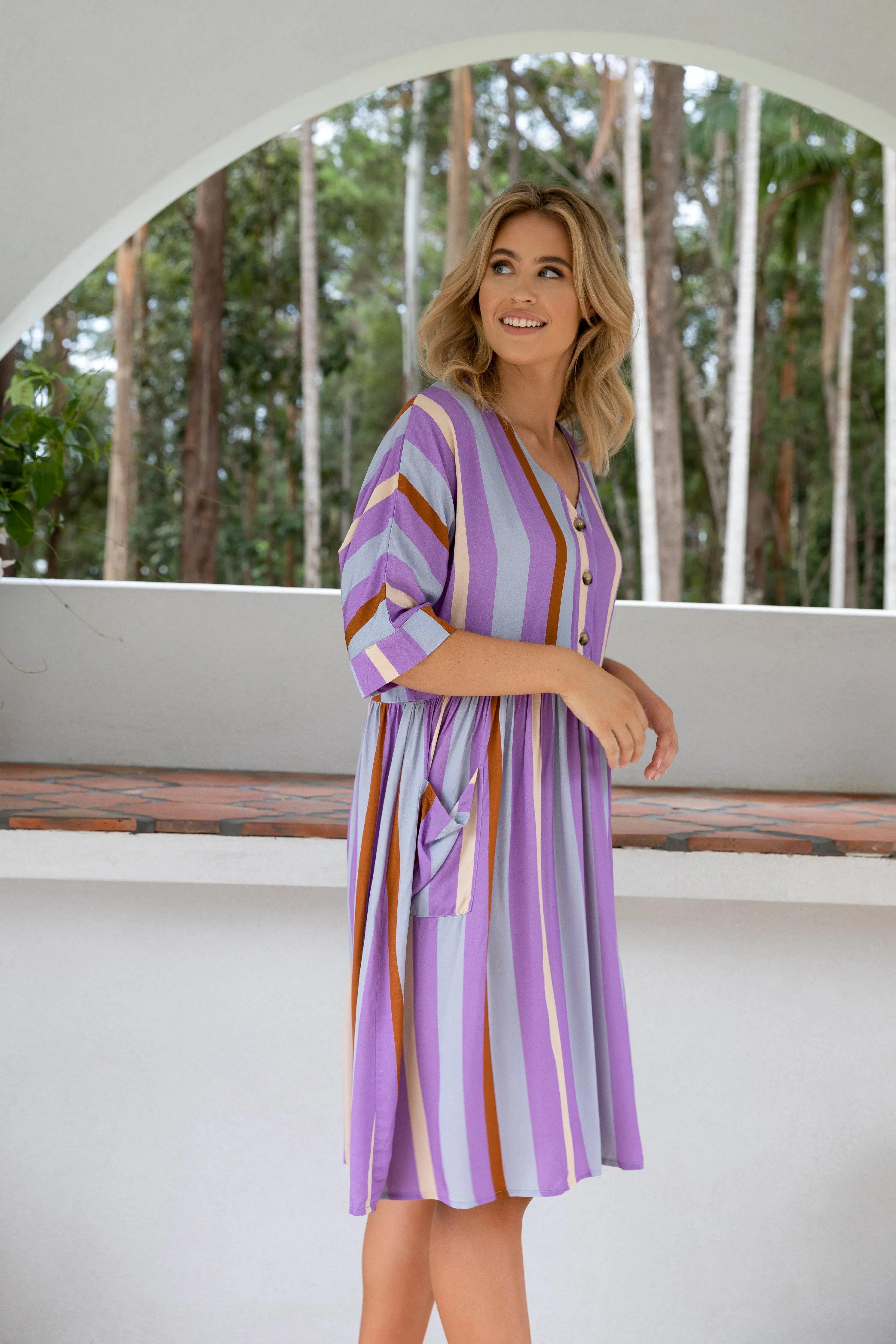 FINAL SALE Electra Dress in Luna Stripe