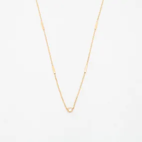 Floating Diamond and Tiny Bar Station Necklace