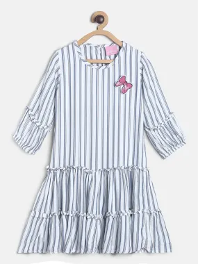 Girls White Striped Dress