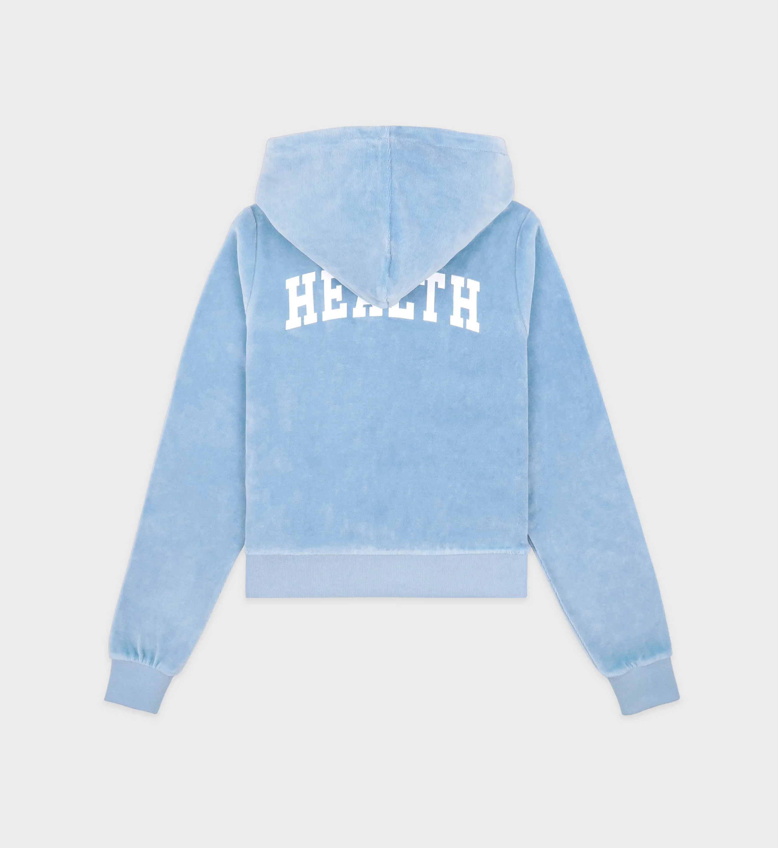 Health Ivy Velour Zipped Hoodie - Sky Blue/White