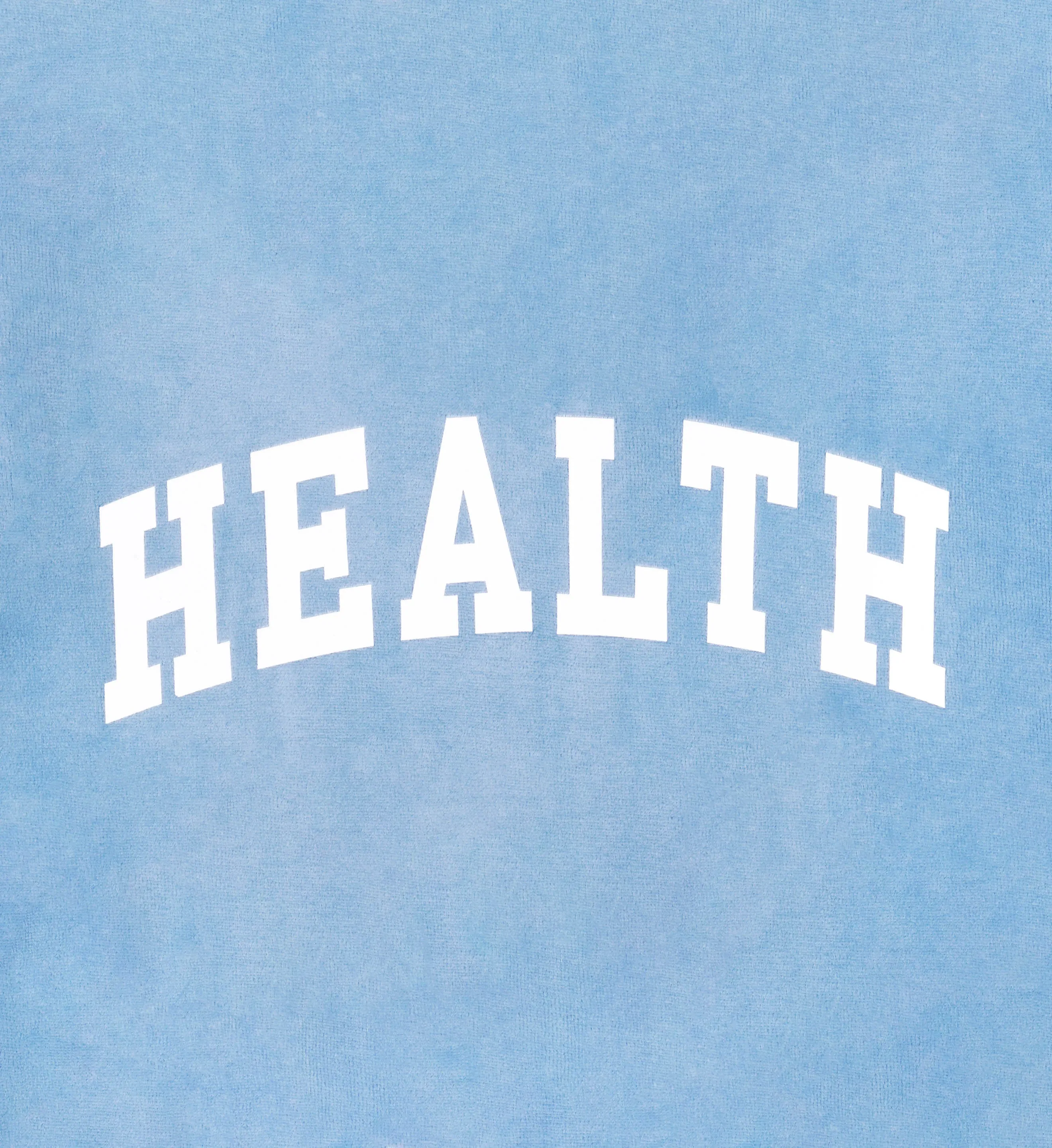 Health Ivy Velour Zipped Hoodie - Sky Blue/White