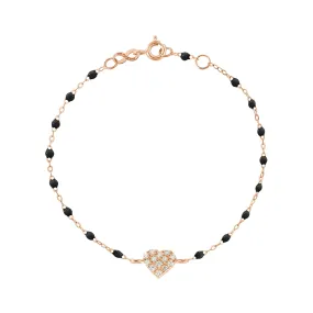 In Love Diamond Bracelet, Black, Rose Gold, 6.7"