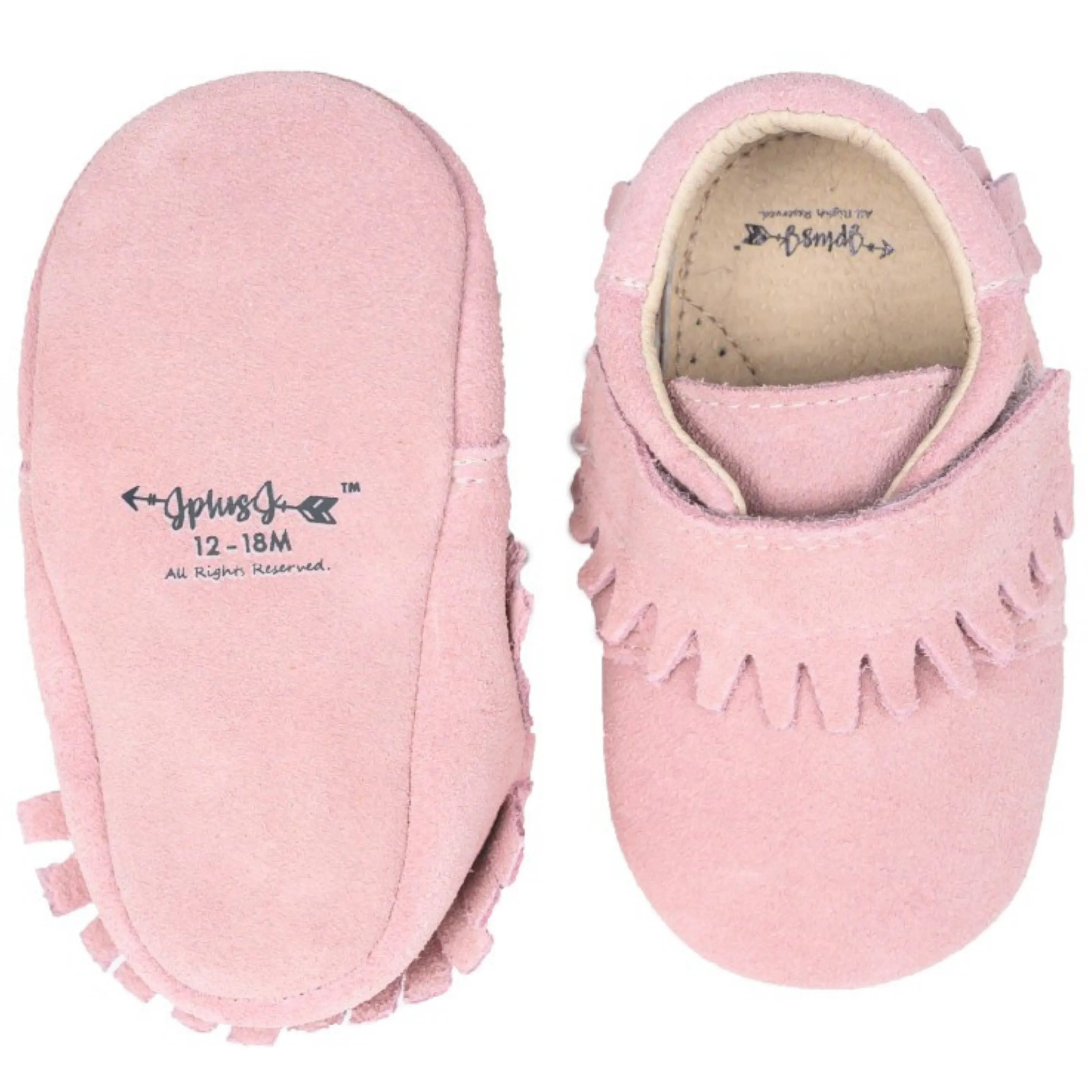 JplusJ Dusty Pink Suede Leather Baby Shoes 豆沙紅一級全麂皮學步鞋 (6-12m)